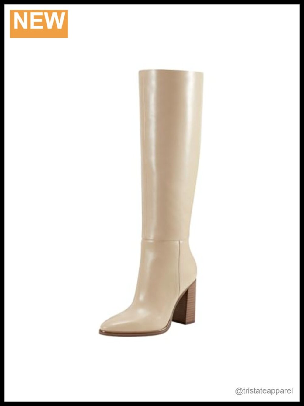 Leather Knee High Boots with Block Heel